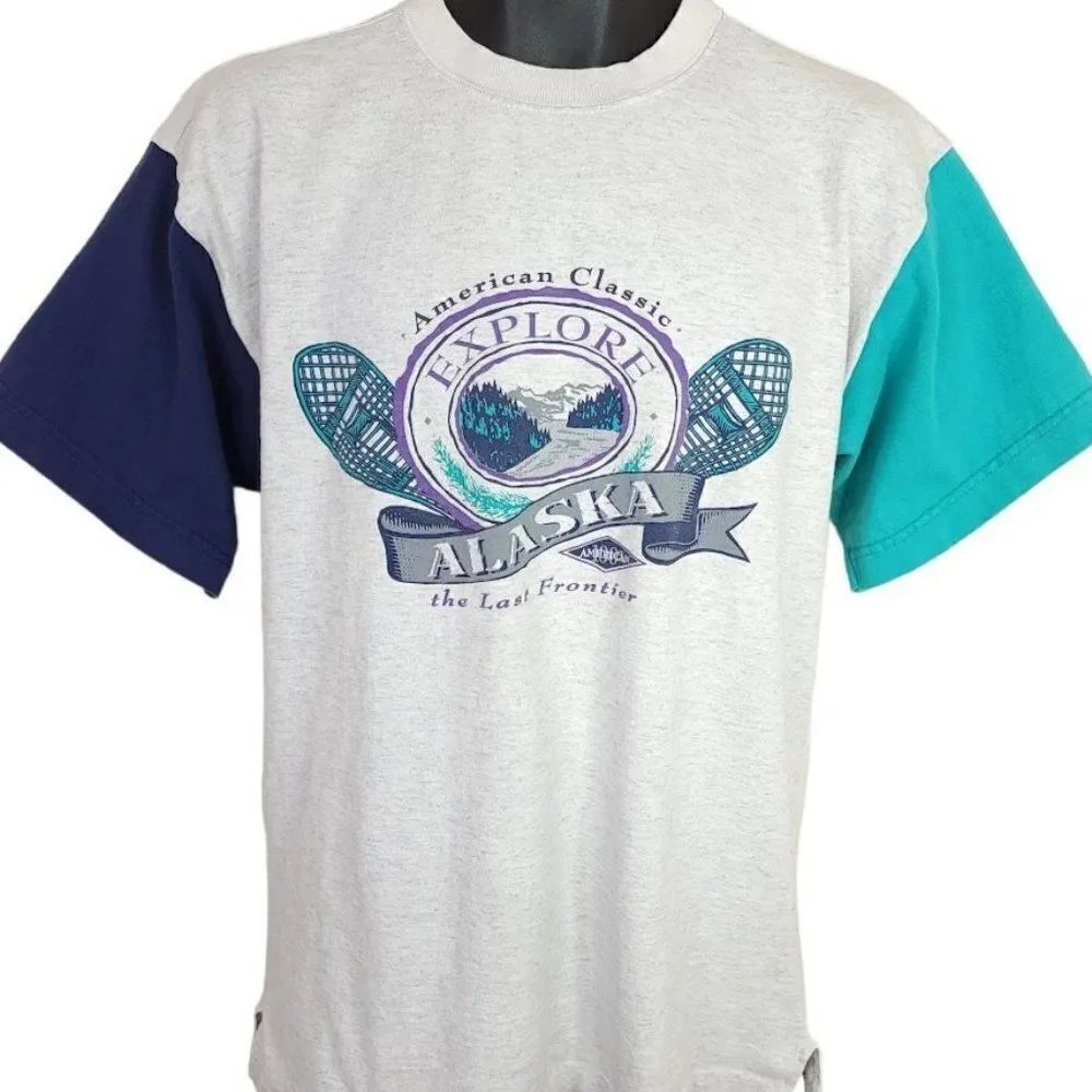 Explore Alaska T Shirt Vintage 90s The Last Frontier Yukon Made In USA Mens